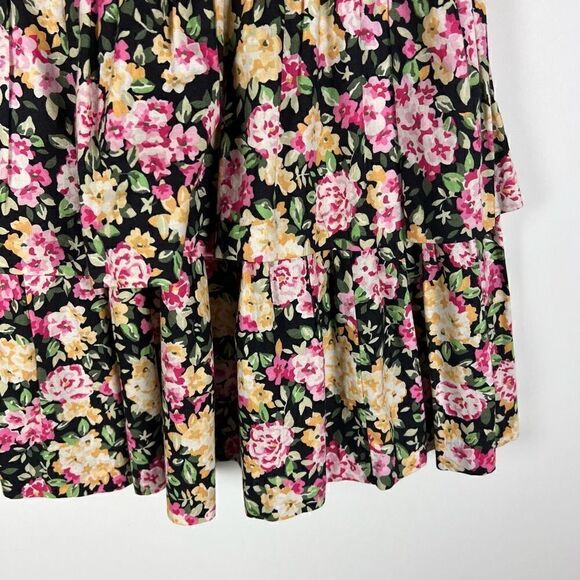 Vintage Laura Ashley Floral Print Tiered Cotton Short Skirt Cottagecore 12 - Picture 7 of 9